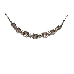 Simulated Morganite and White Sapphire 18 inch Necklace By Gemstone Brilliance